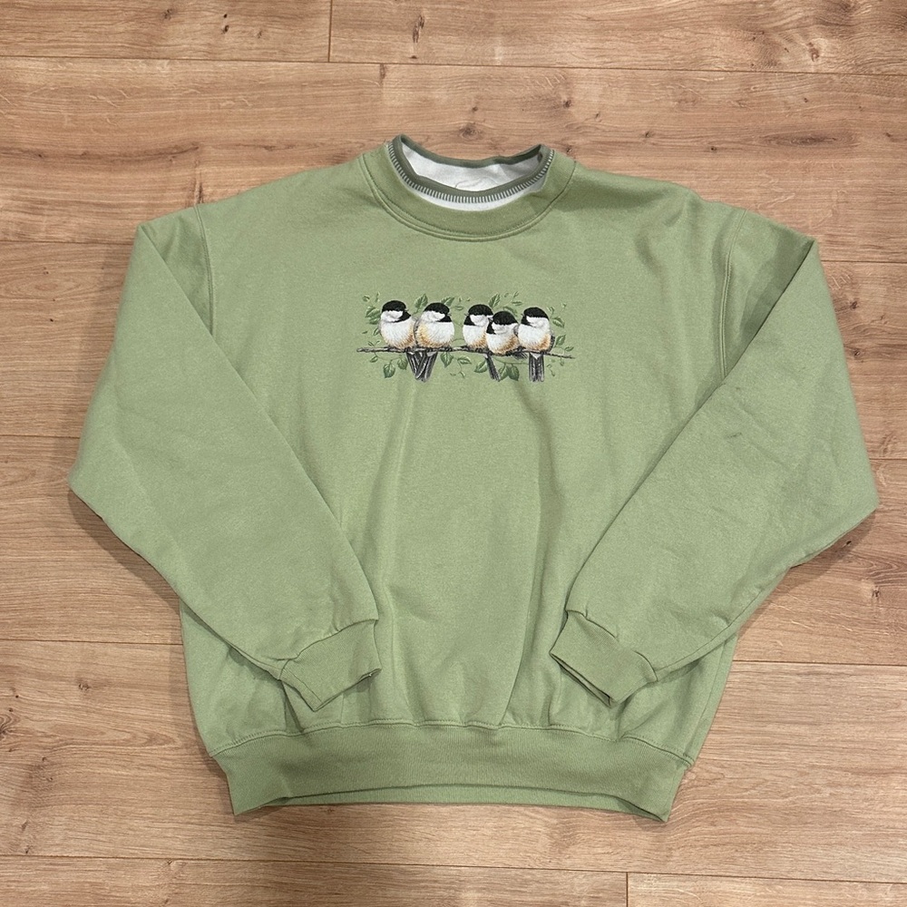 Green Crewneck with Birds